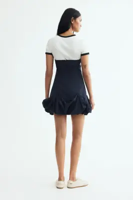 Robe bandeau avec base à effet boule - Bleu marine — photo 3