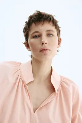 Blouse en popeline de coton - Rose poudré — photo 2