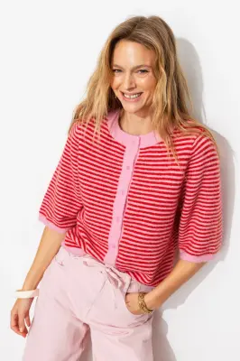 Pull/cardigan rayé recto verso — photo 4