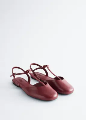 Ballerines en cuir à talons ouverts - Rouge foncé — photo 4