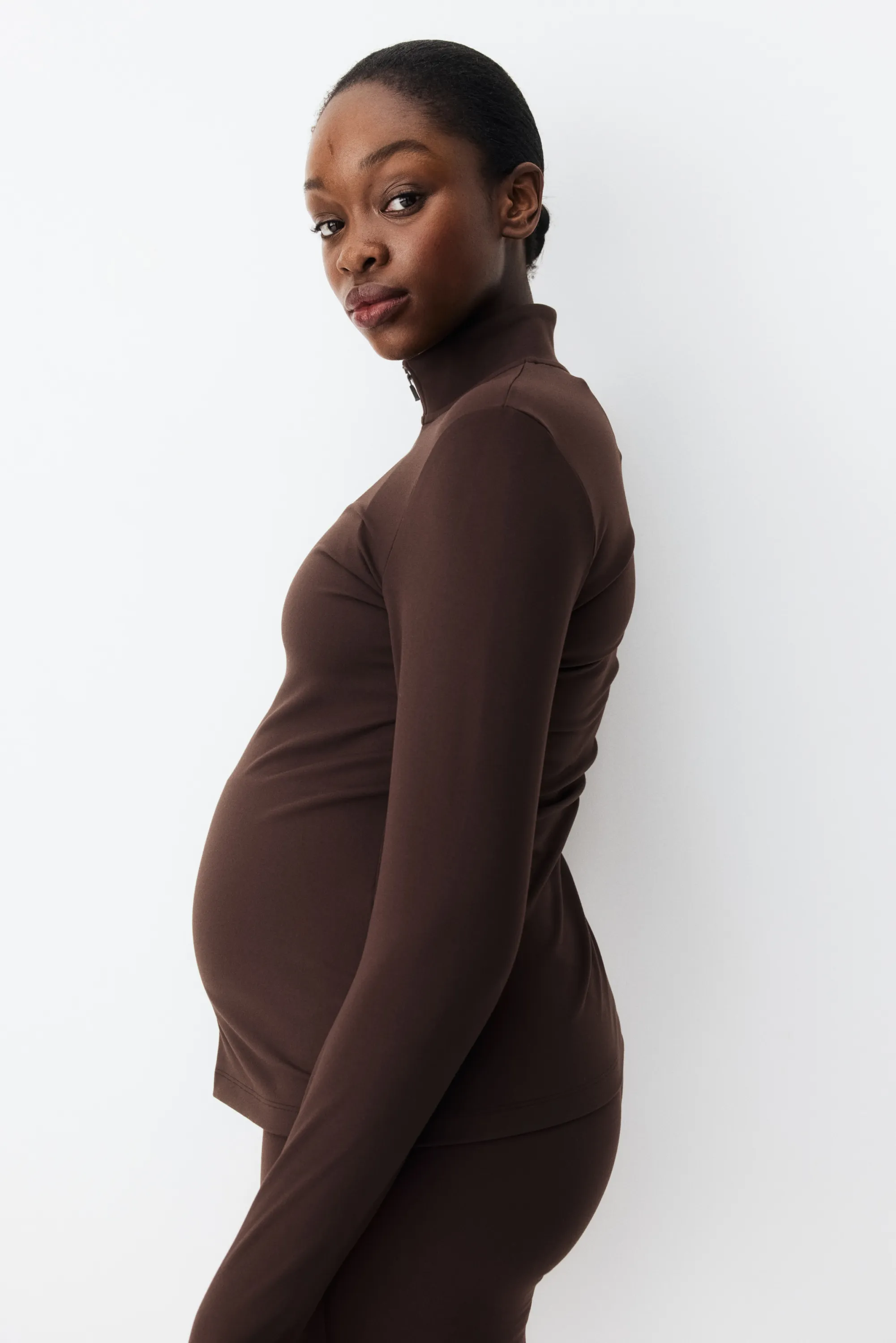 MAMA Veste de sport zippée - Marron foncé