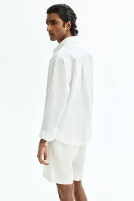 Short Relaxed Fit en lin - Blanc — photo 4