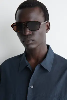 CHEMISE WORKWEAR BOXY EN POPELINE DE COTON - BLEU FONCÉ — photo 3