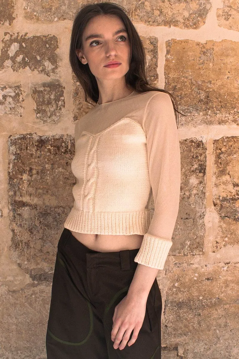 Pull avec dos et manches en tulle