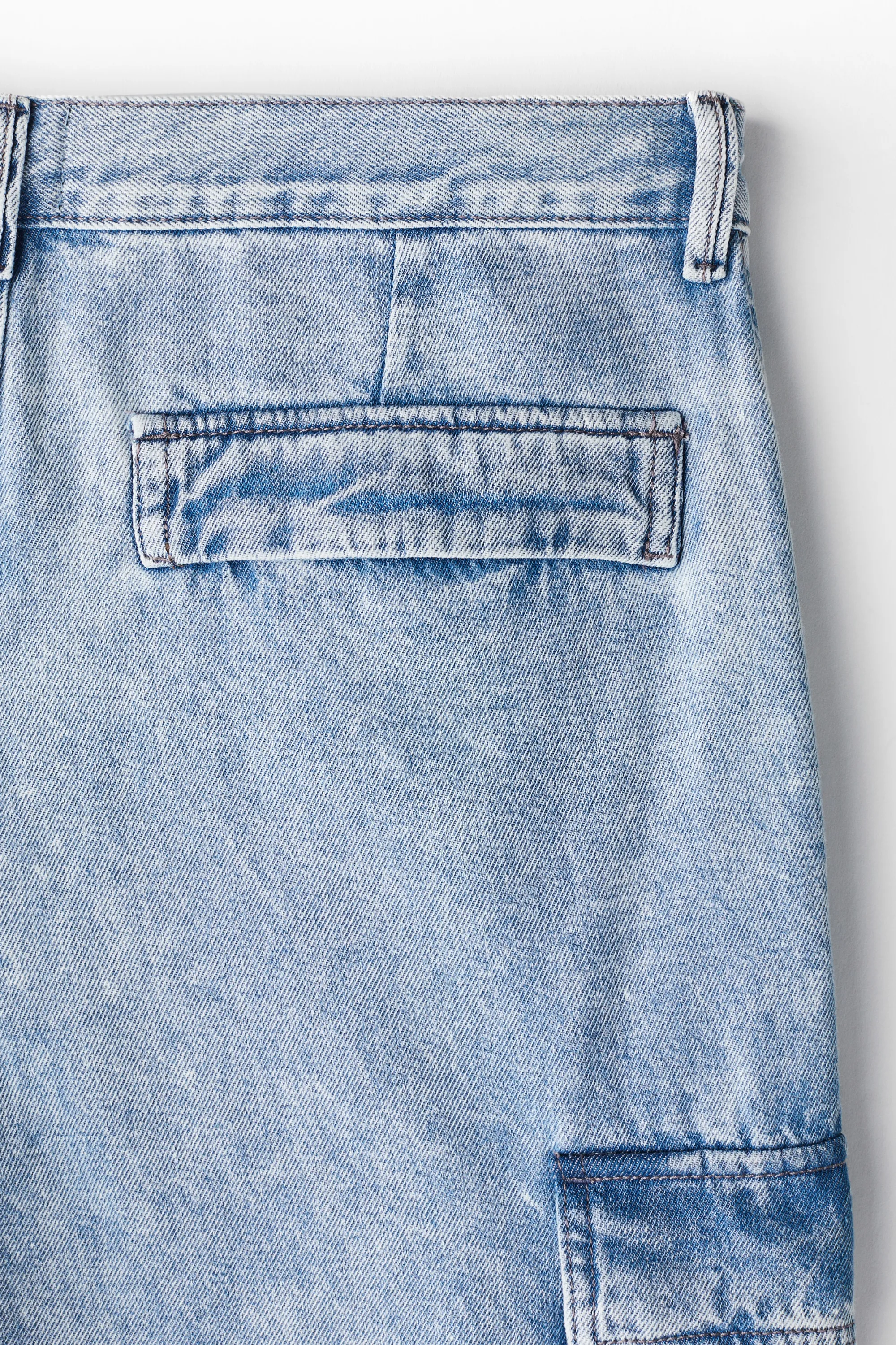 Loose Cargo Jeans - Bleu denim clair