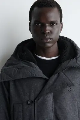 PARKA TECHNIQUE À CAPUCHE EN DUVET - GRIS FONCÉ — photo 4