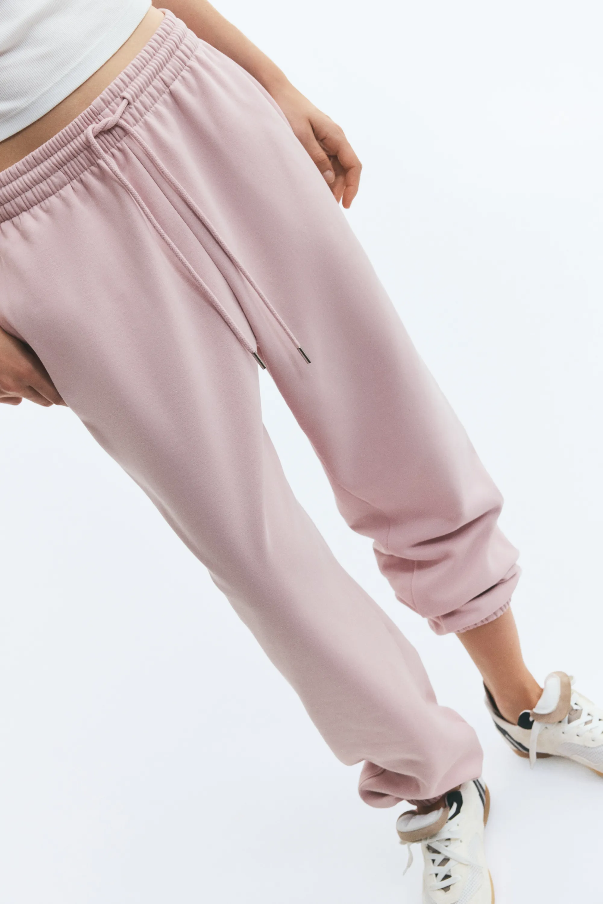 Pantalon en molleton de coton mélangé - Rose ancien clair