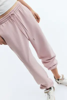 Pantalon en molleton de coton mélangé - Rose ancien clair — photo 1