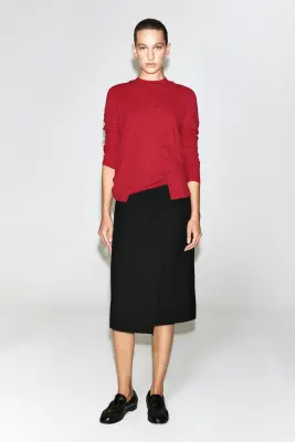 TOP CARDIGAN EN JERSEY - ROUGE — photo 1