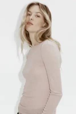 Top en laine - Taupe clair — photo 3