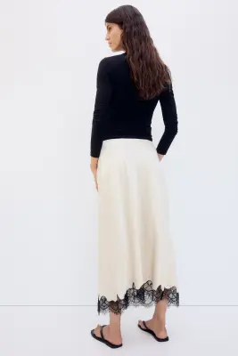 MAMA Slip skirt avec dentelle - Crème/noir — photo 4