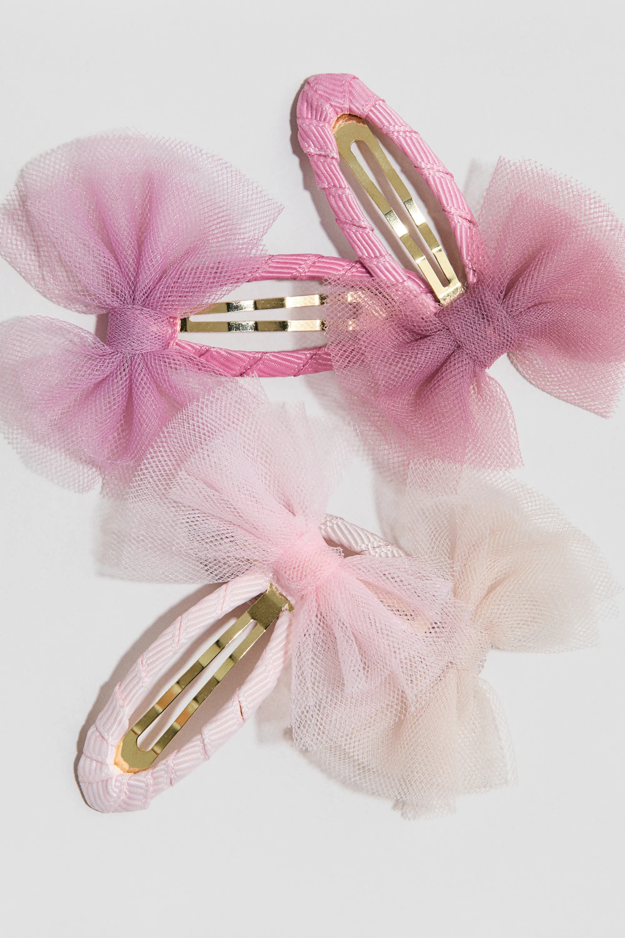 Lot de 4 barrettes avec application - Rose ancien foncé/beige clair