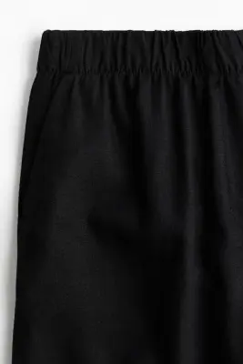 Pantalon large en lin mélangé - Noir — photo 2