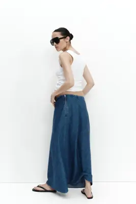MAMA Slip skirt en satin - Bleu denim — photo 2