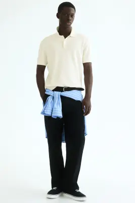 Polo Regular Fit en maille - Crème — photo 3