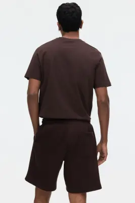 Short Regular Fit en molleton - Marron foncé — photo 2