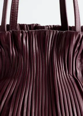 Mini sac froncé en cuir - Rouge foncé — photo 2