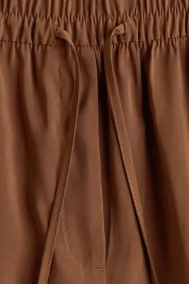 Pantalon barrel à cordon - Marron — photo 4