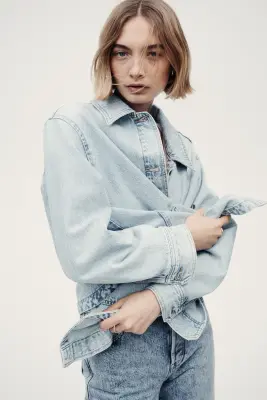 Denim shacket - Bleu denim clair — photo 3