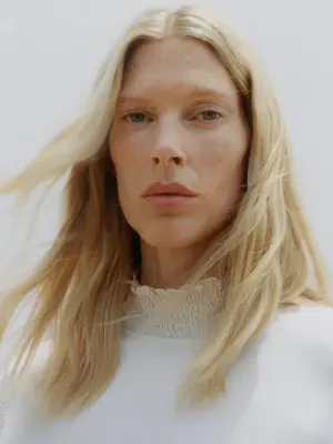 Robe midi smockée - Blanc — photo 4