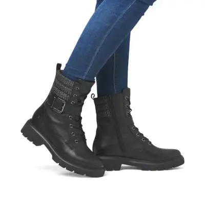 Bottines Remonte D1W71-03 Noires - Lacets Grande Pointure Femme — photo 4