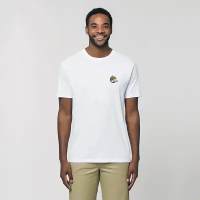 T-SHIRT COTON BIO BRODÉ – CROISSANT KAWAII - BONJOUR PARIS - BLANC — photo 4
