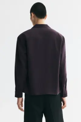 Chemise Relaxed Fit avec col cubain - Violet foncé — photo 3