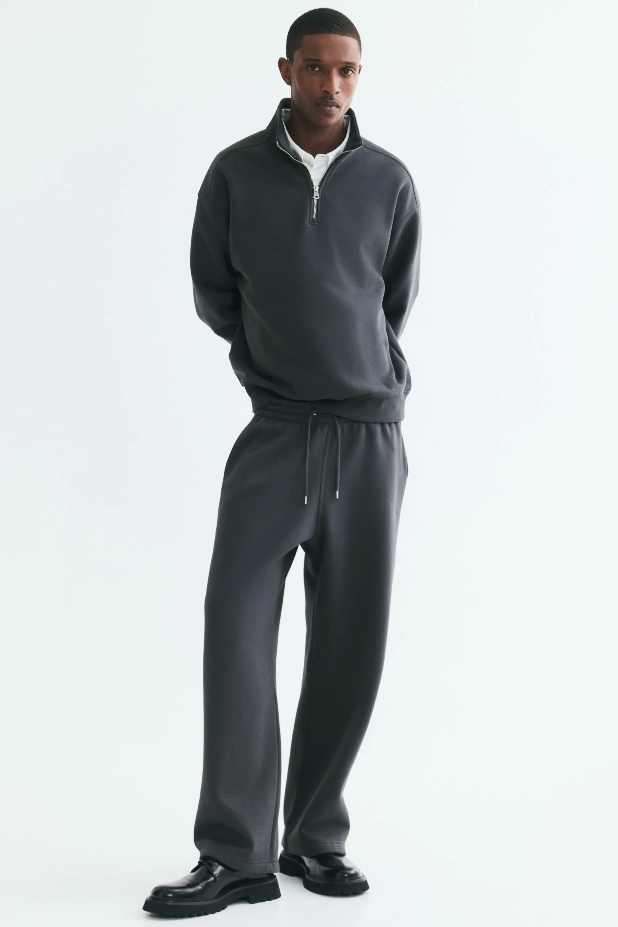Sweat Loose Fit avec col zippé - Gris foncé