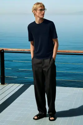 PANTALON REGULAR DROIT EN DENIM BRUT - BLEU ENCRE — photo 3