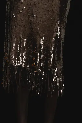 Jupe à sequins avec franges - Marron foncé — photo 2