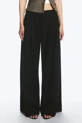 Pantalon de costume plissé taille basse - Noir — photo 2