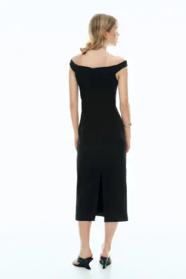 Robe épaules nues ajustée - Noir — photo 3