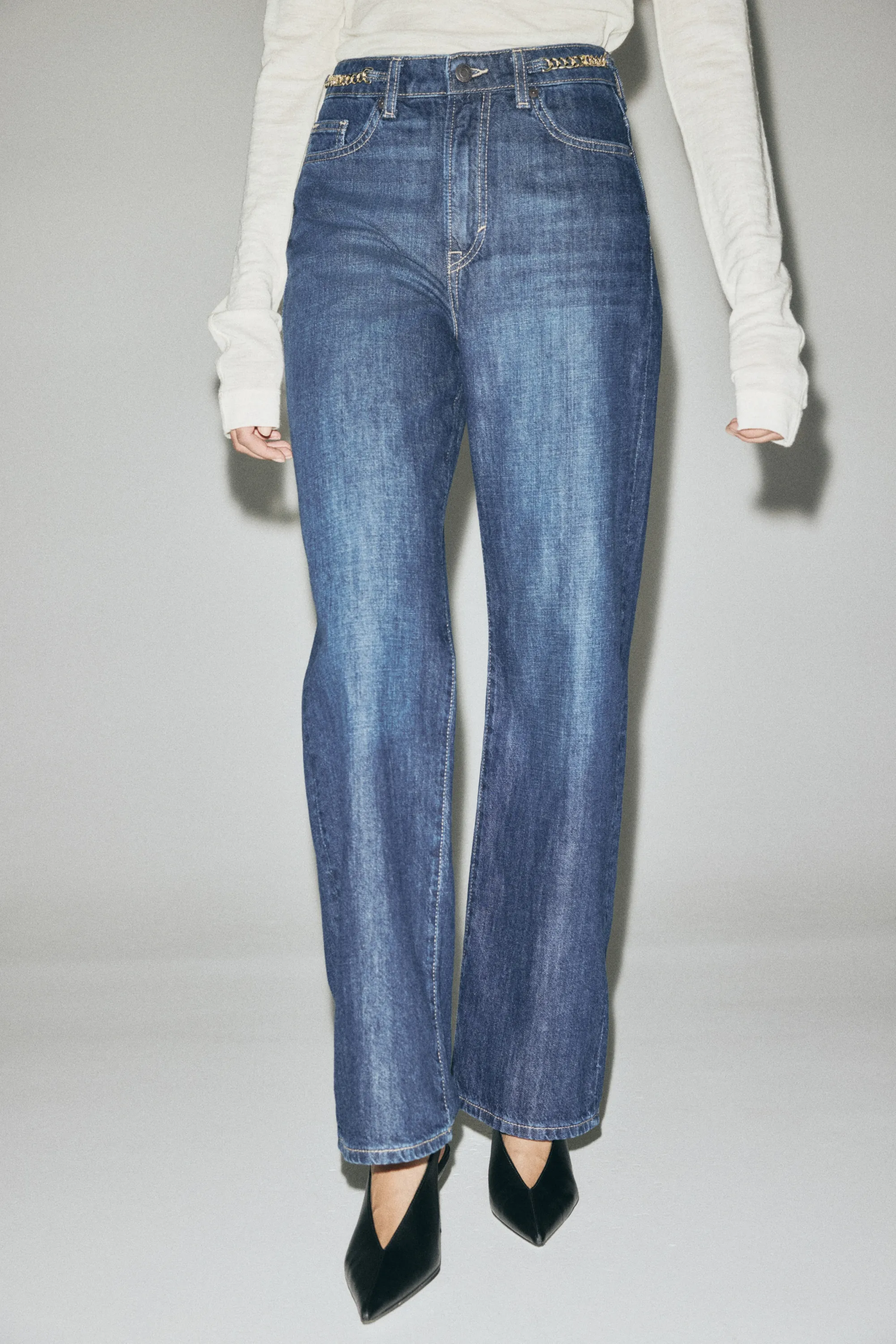 Straight High Jeans - Bleu denim foncé