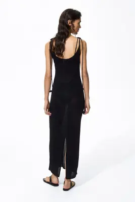 Robe en maille fine de soie mélangée - Noir — photo 3