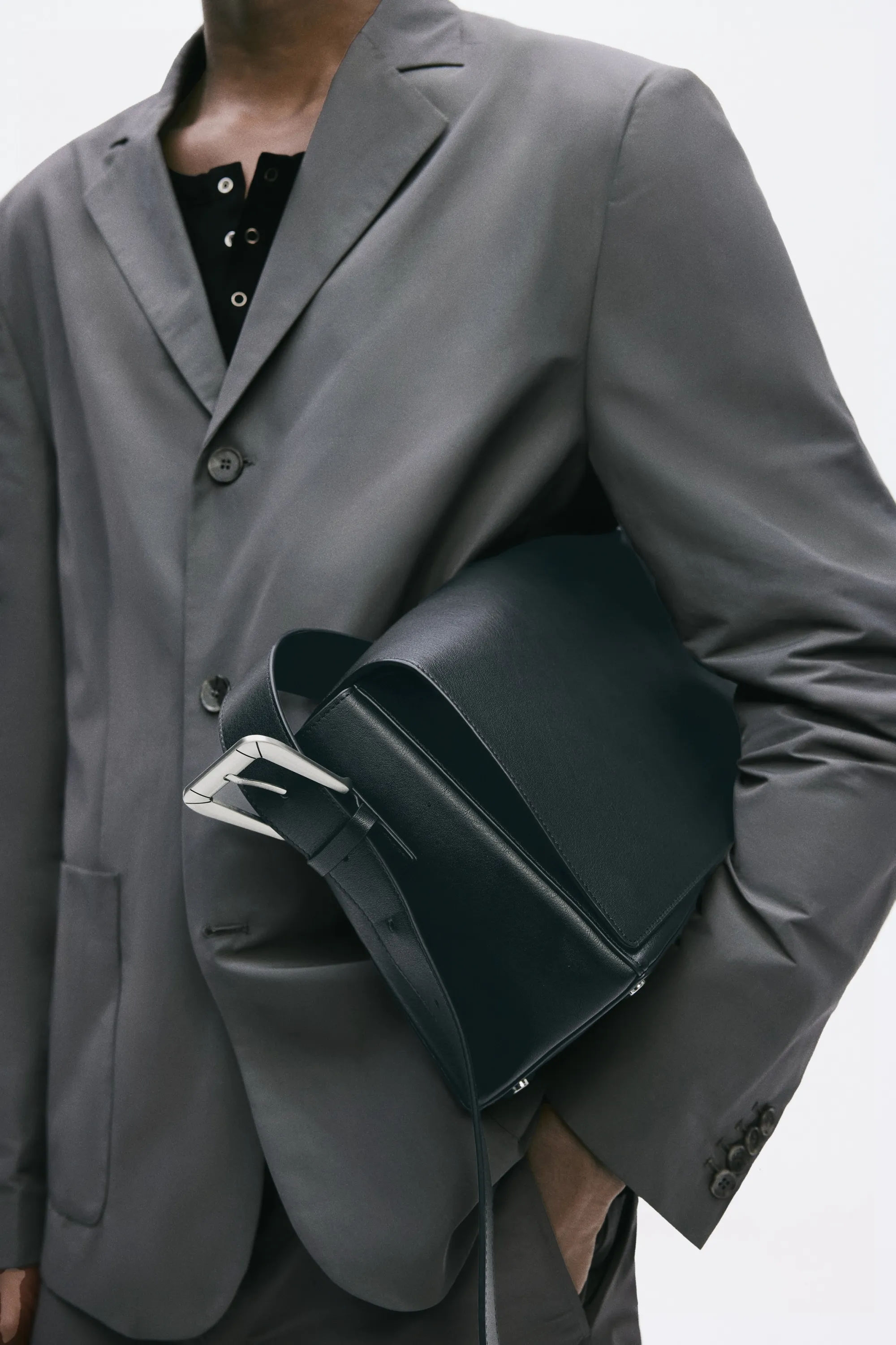 Sac crossbody en cuir - Noir