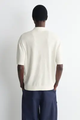 CHEMISE EN MAILLE DE LIN TEXTURÉE - CRÈME — photo 4