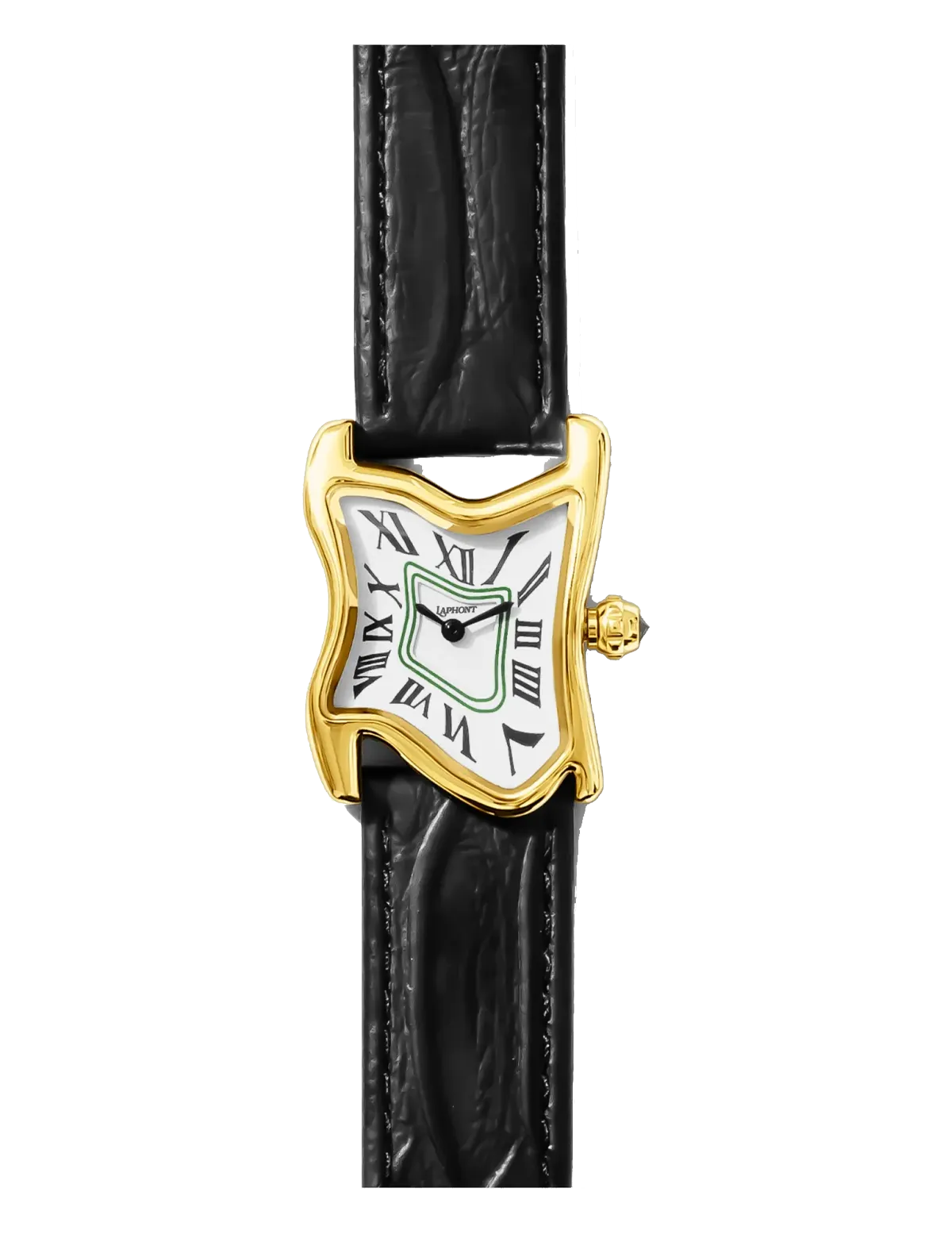 LAPHONT SQUARE MELTING WATCH SMALL GOLD BLACK STRAP