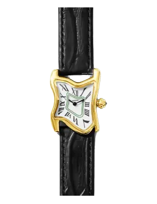 LAPHONT SQUARE MELTING WATCH SMALL GOLD BLACK STRAP — photo 1
