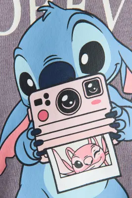 Sweat imprimé avec intérieur brossé - Violet clair/Lilo et Stitch — photo 3