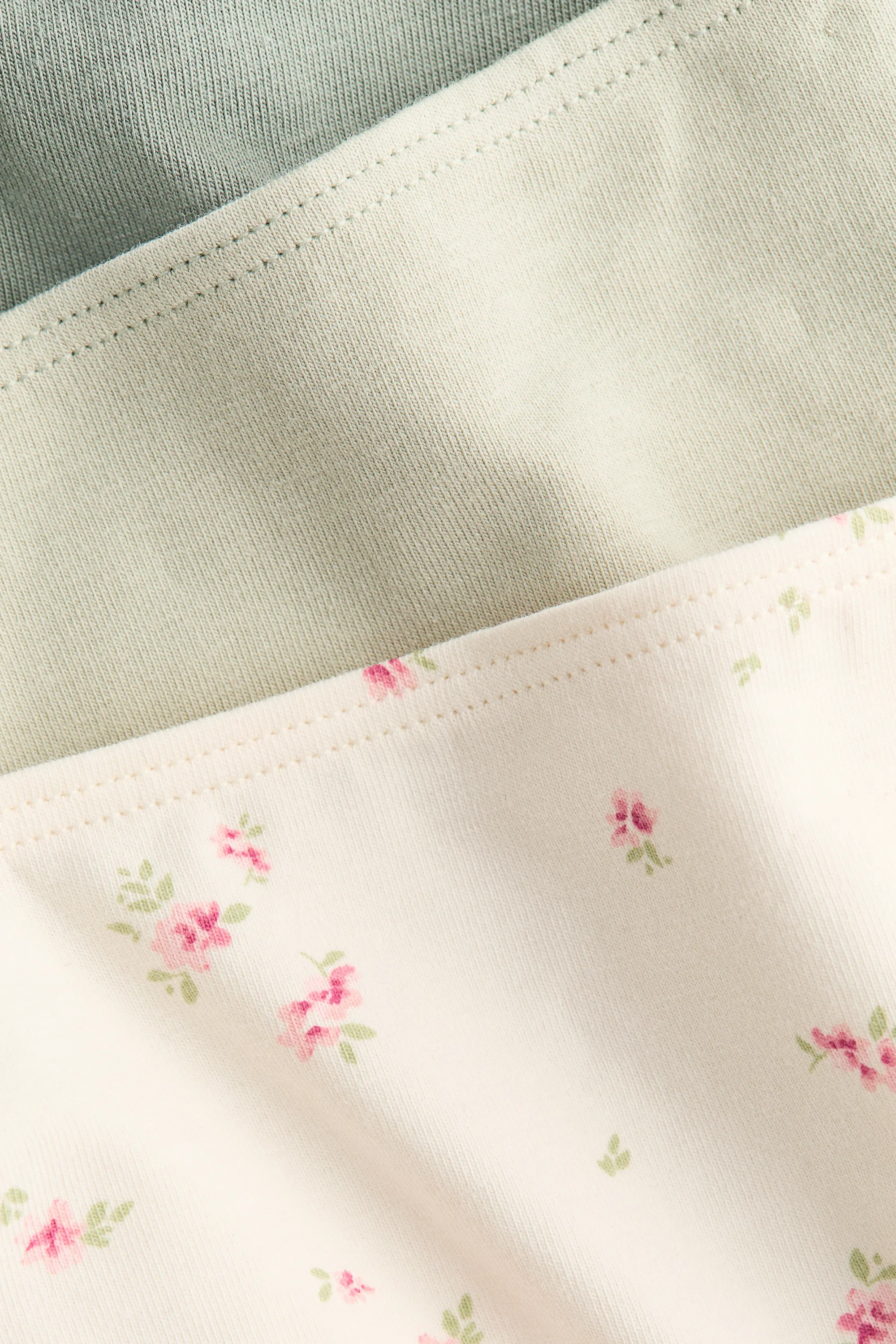 Lot de 5 culottes Hipster en coton - Vert ancien/beige clair/fleuri