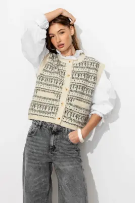 Cardigan sans manches jacquard — photo 2