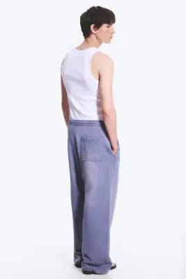 Pantalon de jogging droit ample taille mi-haute - Bleu délavé — photo 3