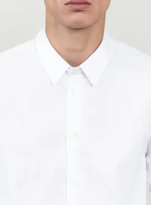 Shirt with Small Collar Stand in White End-on-End — photo 4