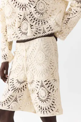 Bermuda façon crochet - Crème — photo 2