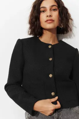 Veste boîte tweedée Femme — photo 5