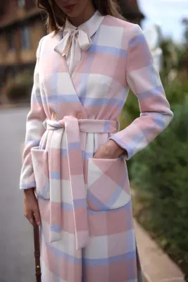 Blaire Wool Coat - Pink plaid — photo 5