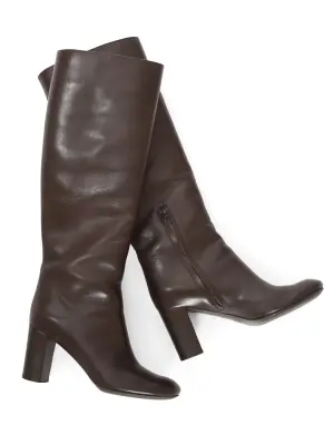 Bottes à talon en cuir marron foncé Prix boutique 1200€ Taille 37 — photo 3