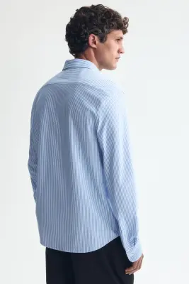 Chemise Four-Way Stretch Slim Fit - Bleu clair/rayé — photo 3
