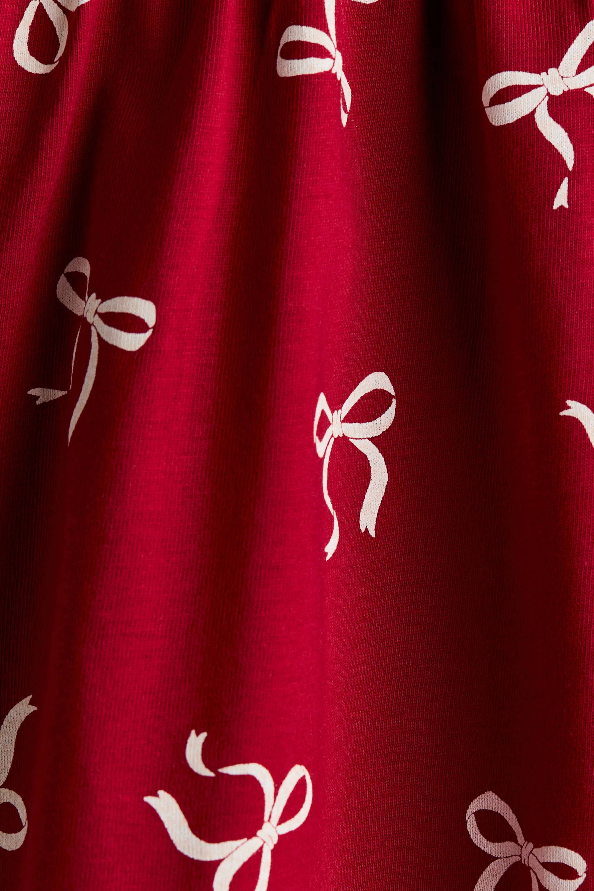 Robe imprimée en coton - Rouge/nœuds