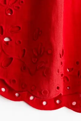 Chemise de plage avec broderie anglaise - Rouge vif — photo 3